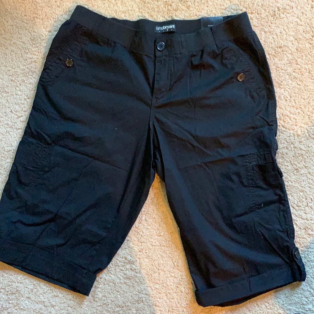 NWT Lane Bryant Black Cotton Crop Pants